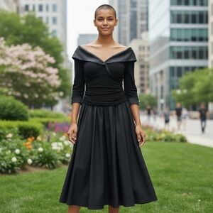 Joseph Ribkoff Gala Dress, Black, crinoline underneath, off the shoulders, Sz 12